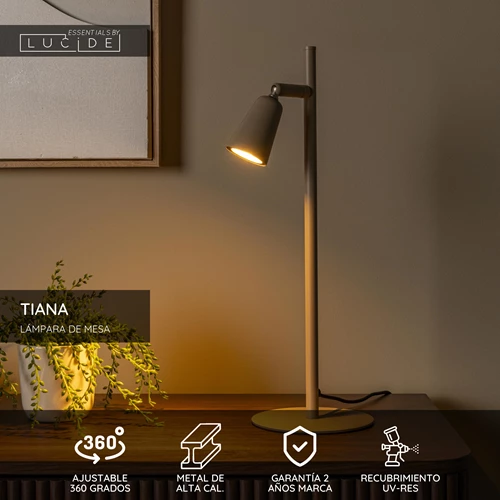 Lucide TIANA - Lámpara de mesa - 1xGU10 - Taupe | Essential - USP